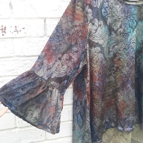 Bryn Walker Fran Tie Dye Velvet Top S - Picture 3 of 10